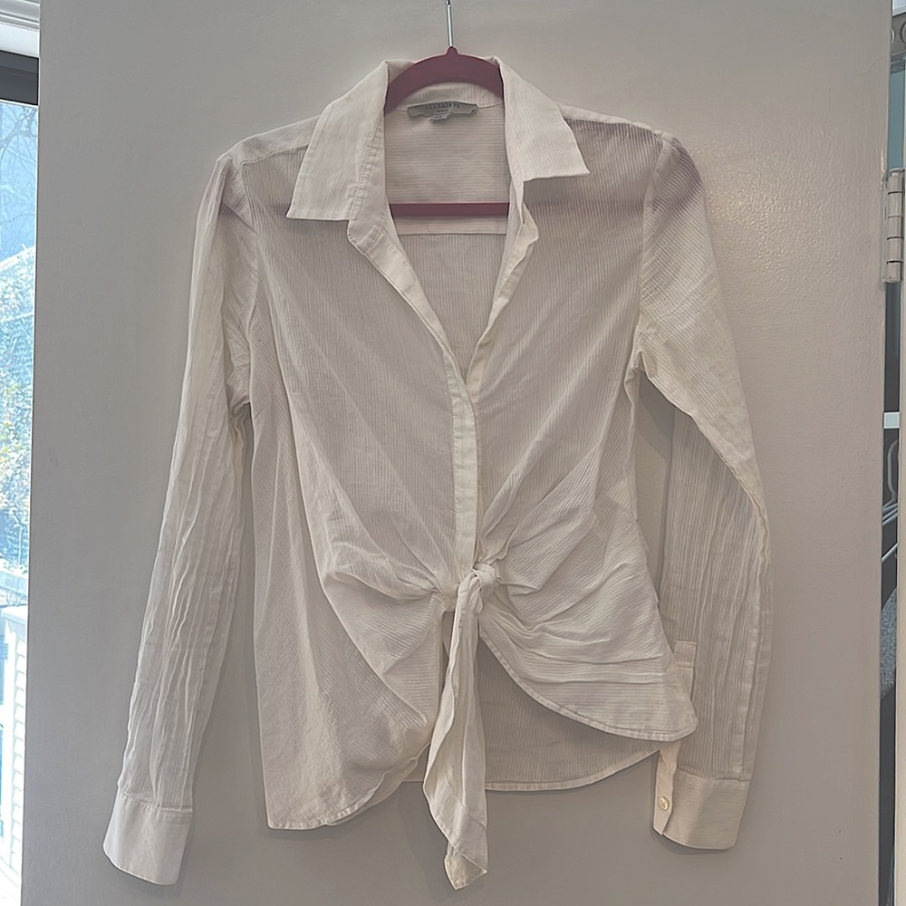 All Saints Long Sleeve Blouse, Cropped and Perfectly Tied Sheer